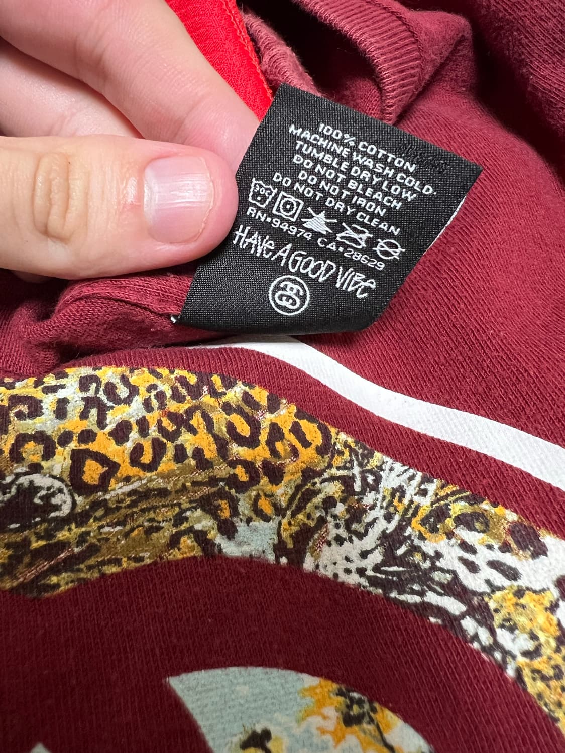 00s 스투시 버건디 샤넬로고 티셔츠 반팔 상품이미지4