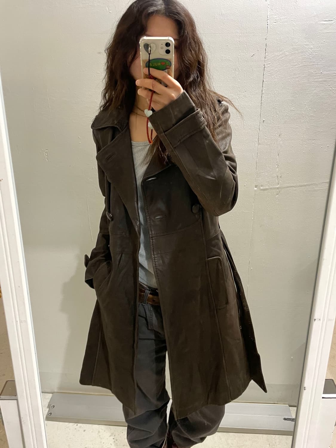 일본 빈티지 양가죽 트렌치 코트 상품이미지1