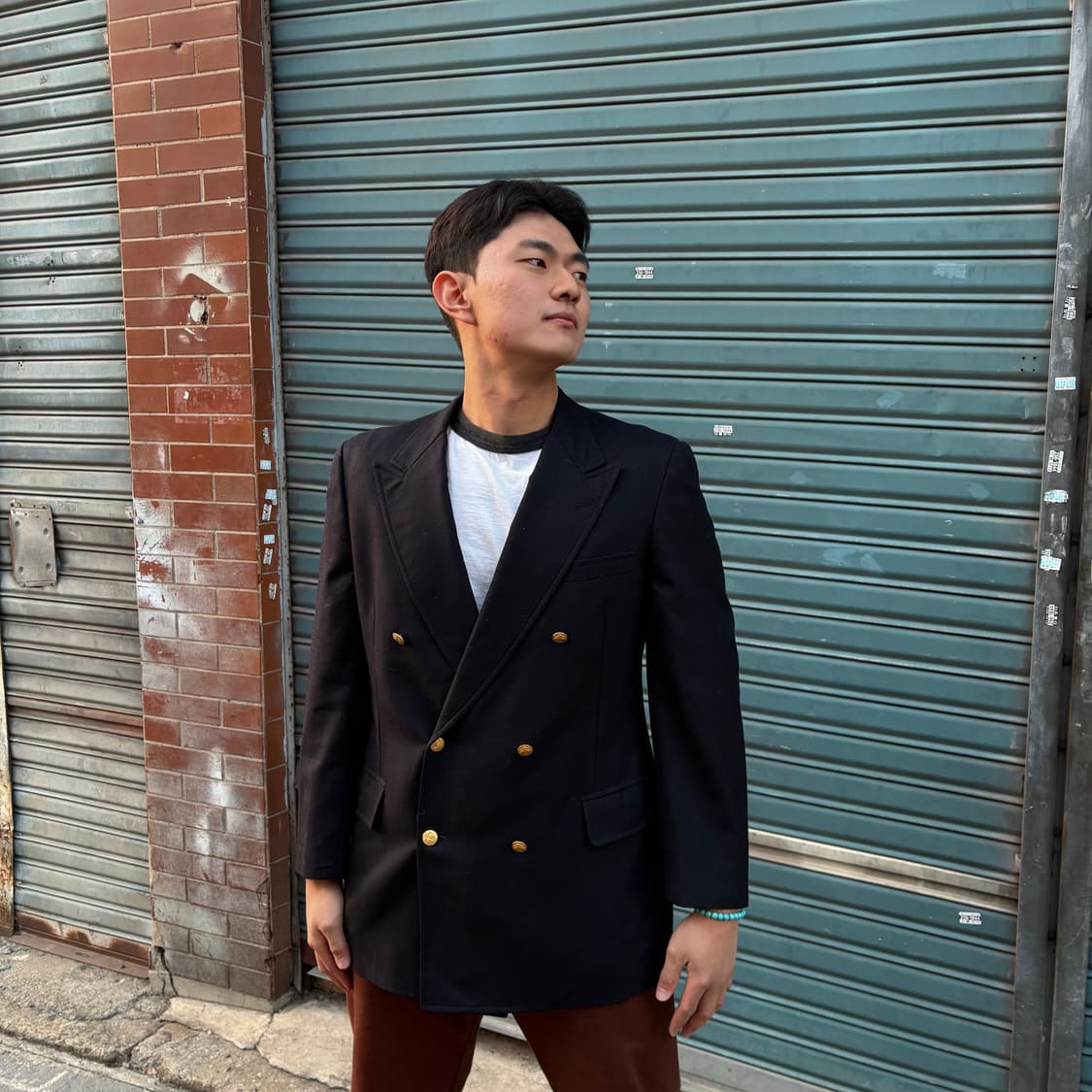 브룩스 브라더스 네이비 더블 브레스티드 골드 버튼 블레이저 상품이미지1