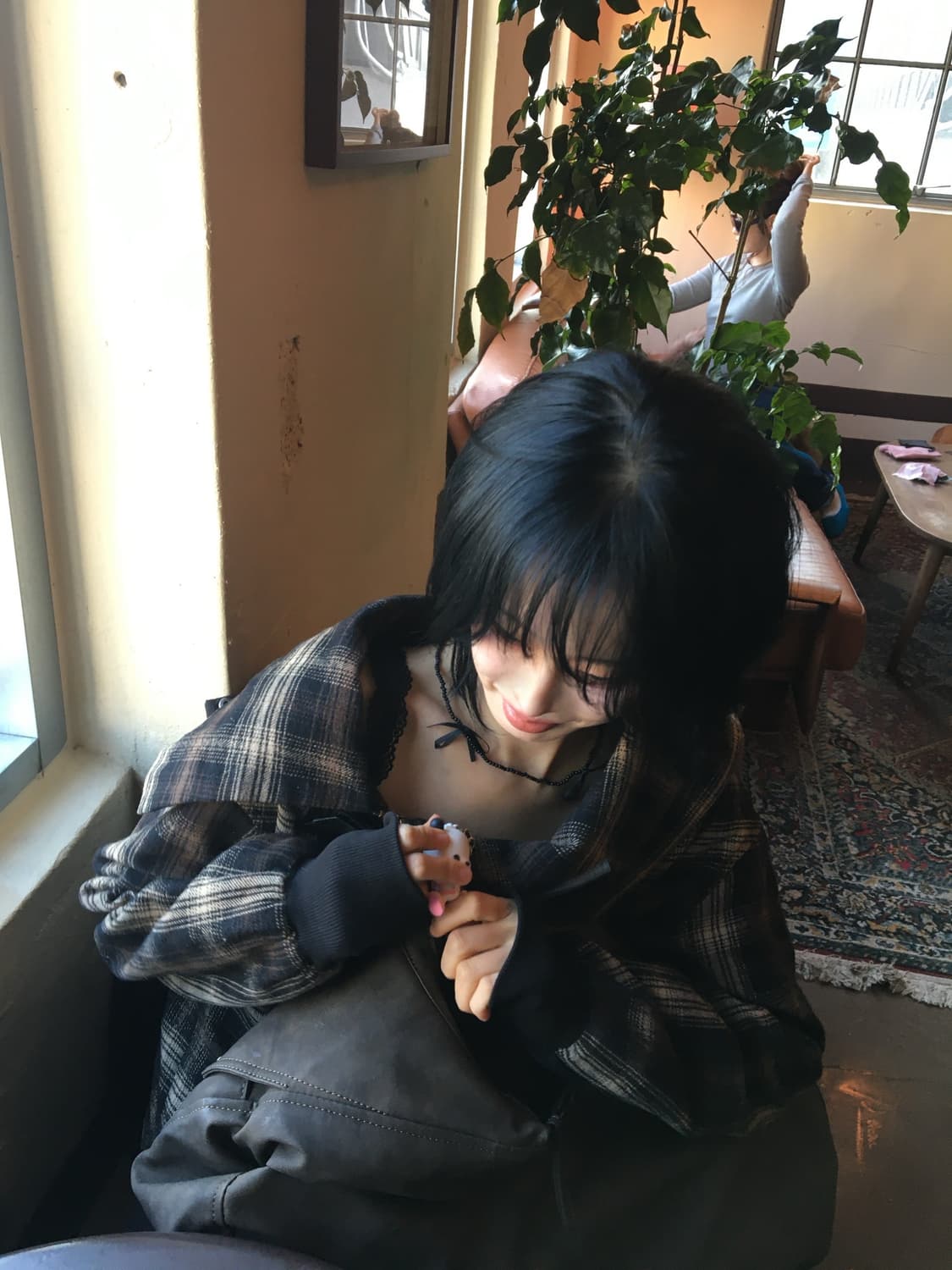 Shopcor NO ROMANCE 빈티지 밀레니얼 펑크 체크 니트집업 상품이미지4