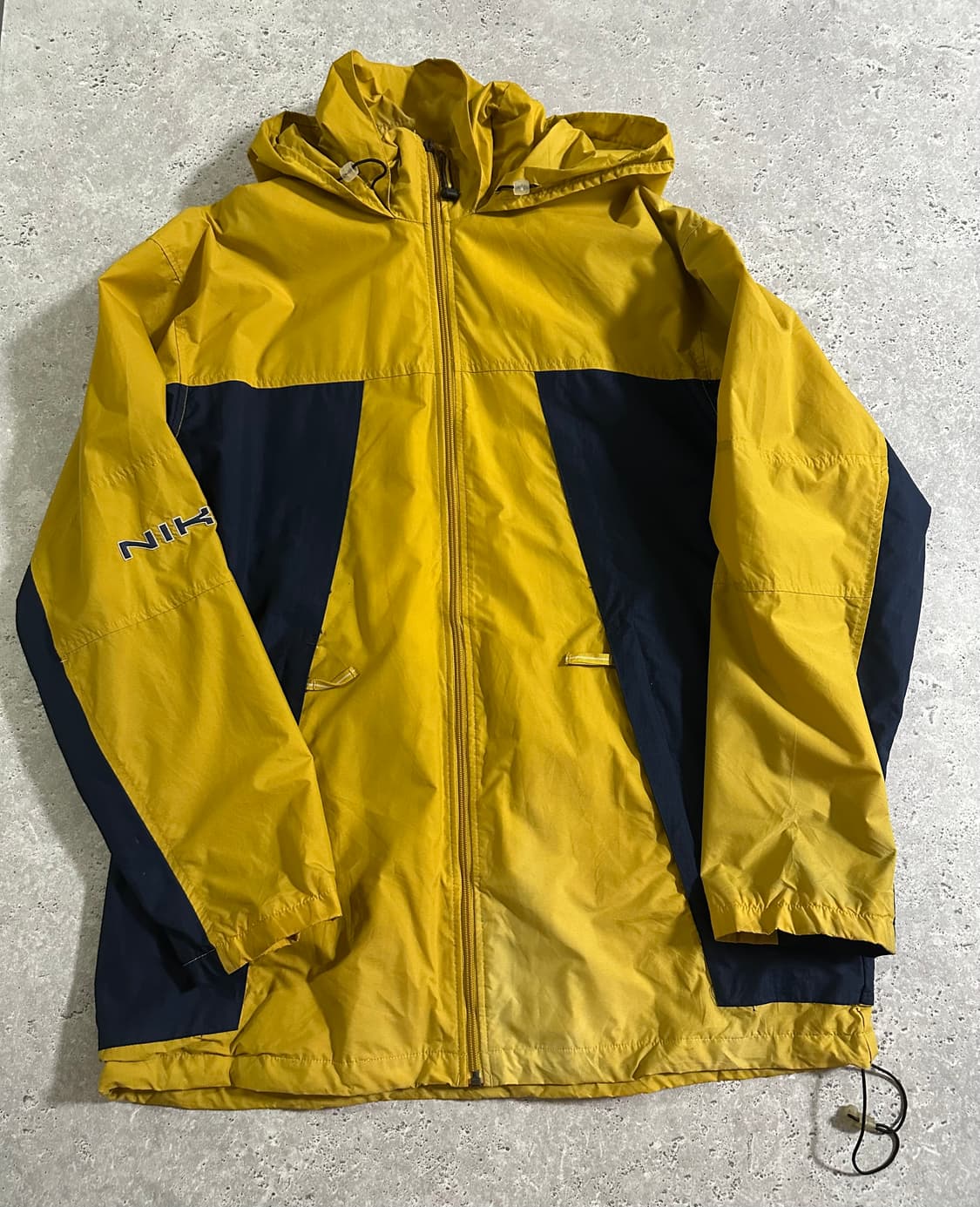 00s Nike 올드스쿨 옐로우 네이비 배색 후드 바람막이 상품이미지2