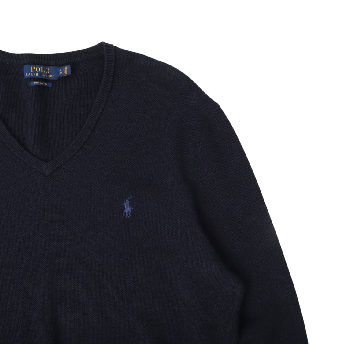 폴로 랄프로렌 네이비 피마코튼 브이넥 니트 상품이미지3