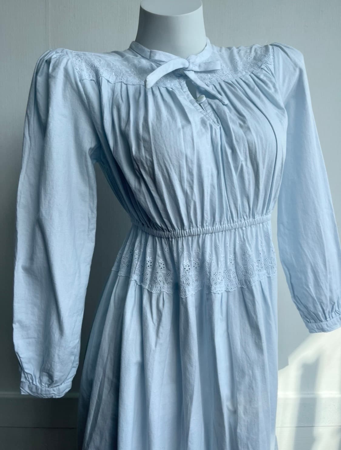 CRESSENT 코티지코어 화이트 레이스 리본 롱 원피스 상품이미지2