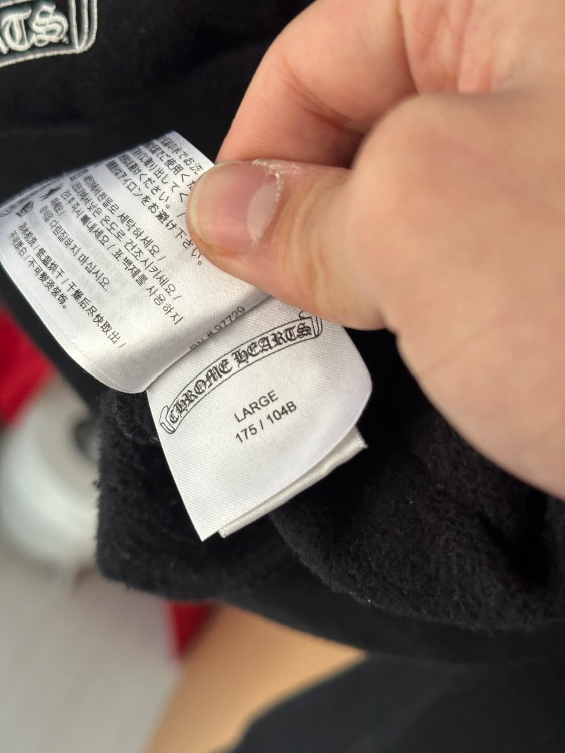 [L] 크롬하츠 홀스슈 플로랄 후드 블랙 판매합니다 상품이미지7