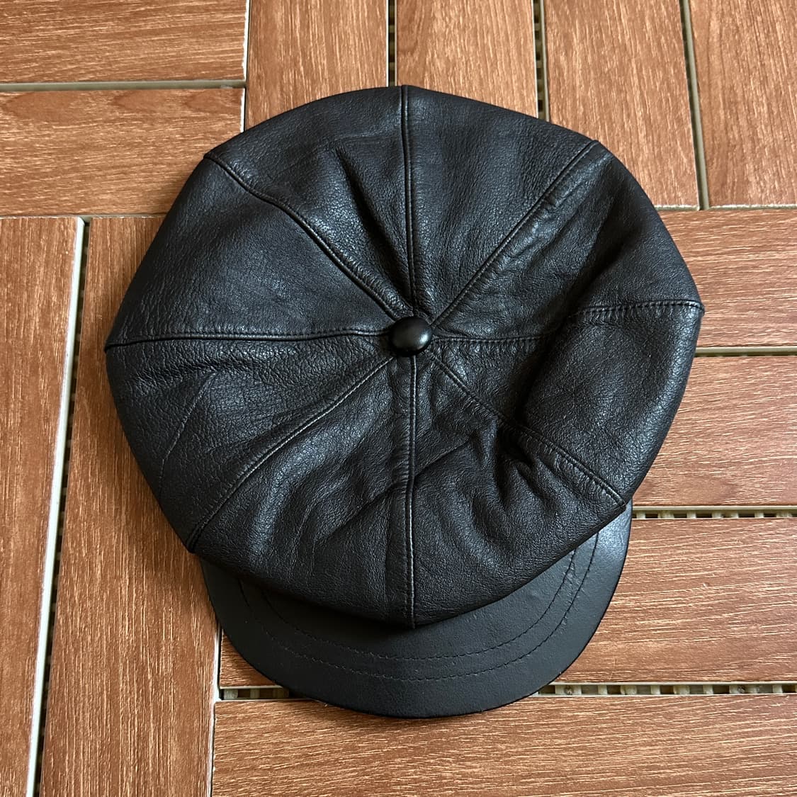 Vintage cow leather newsboy cap 상품이미지4