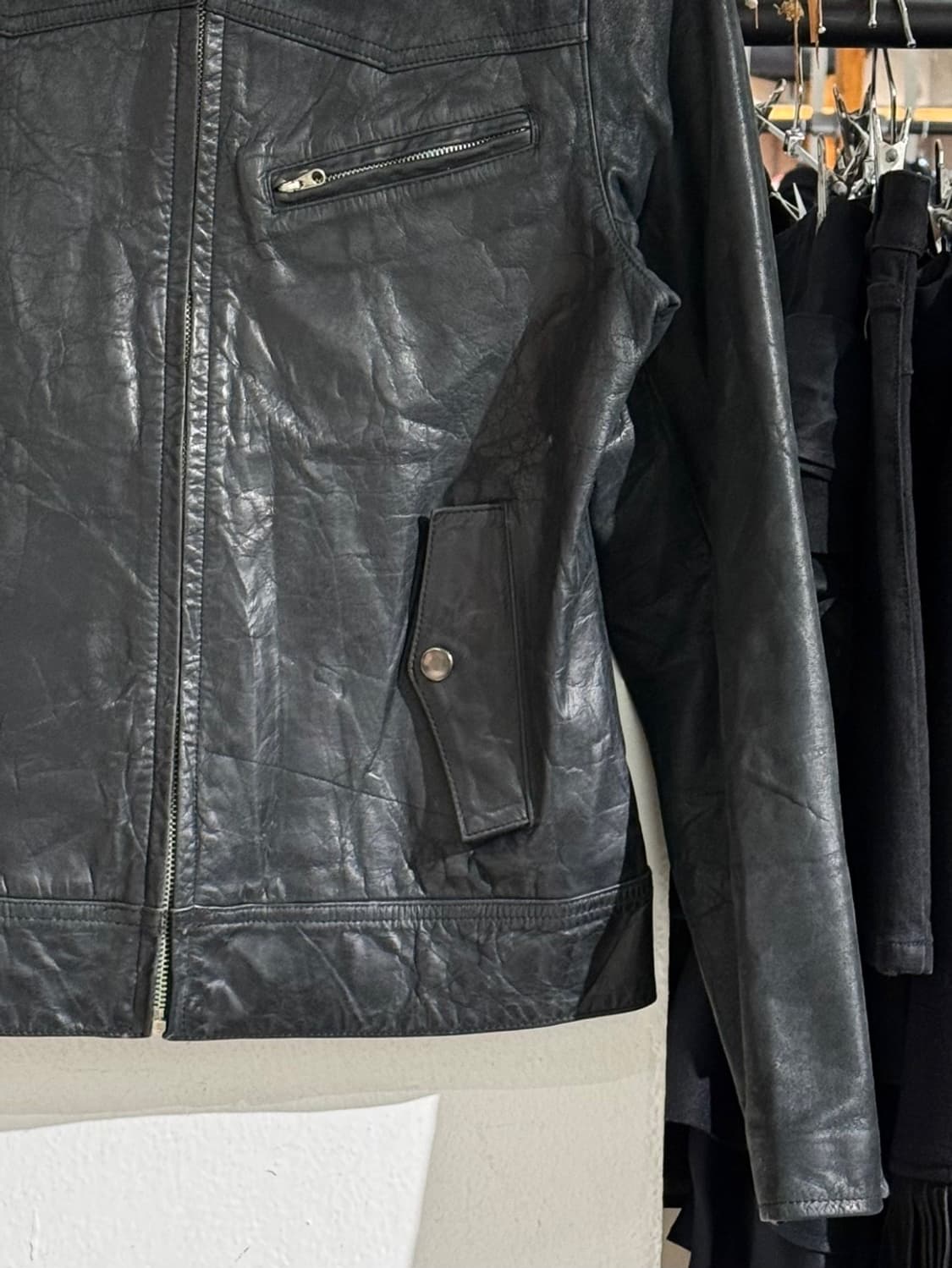 드렐라 블랙 싱글 라이더 레더 자켓 상품이미지6