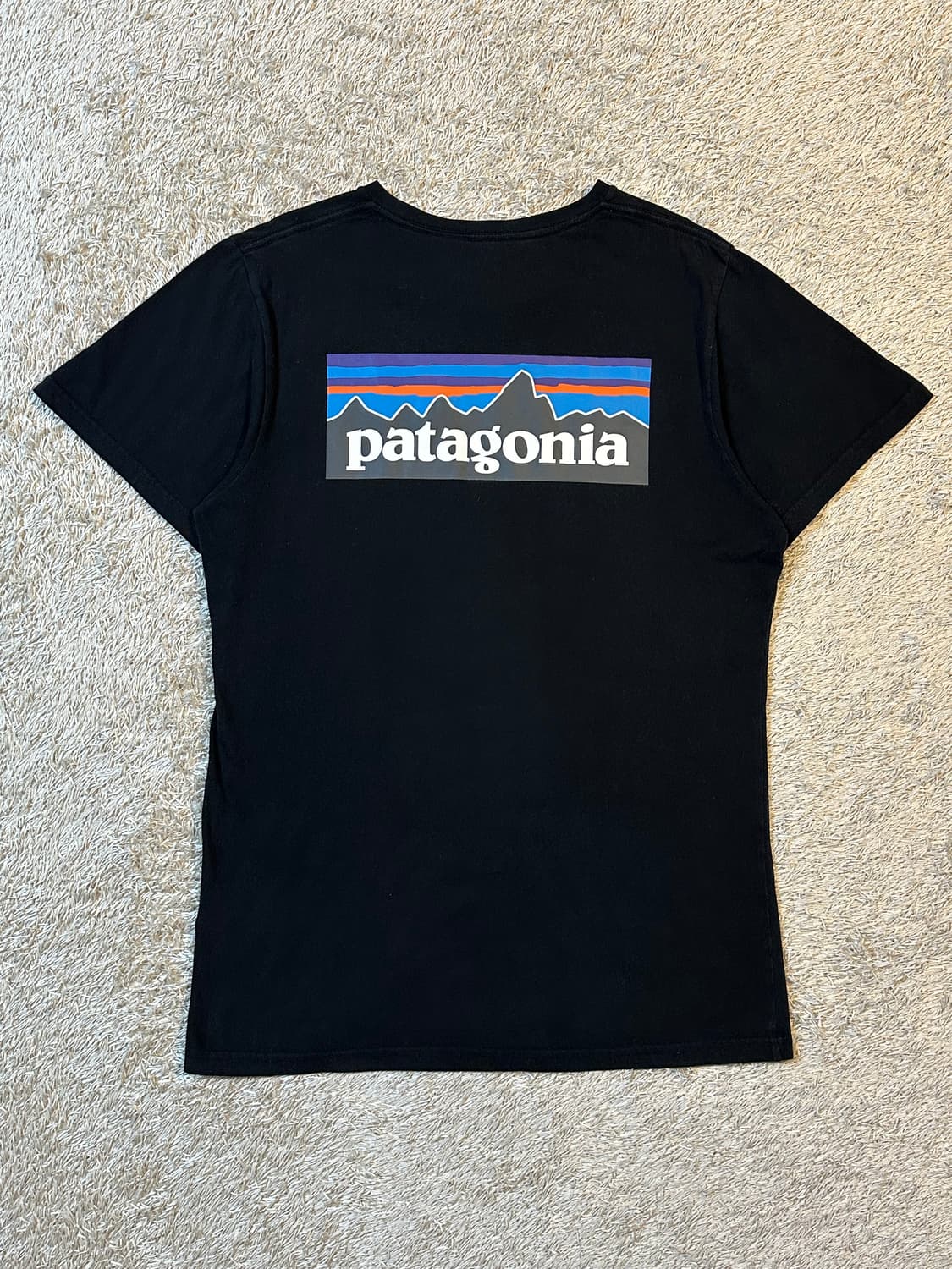 파타고니아 PATAGONIA 슬림핏 백프린팅 반팔 티셔츠 블랙 상품이미지1