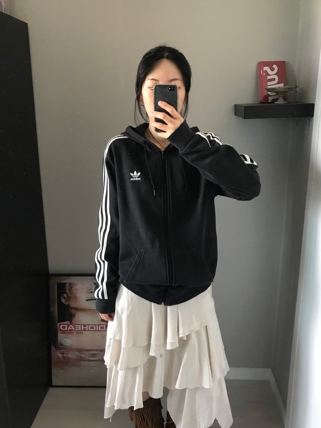 아디다스 트레포일 사이드라인 블랙 후드집업 상품이미지5