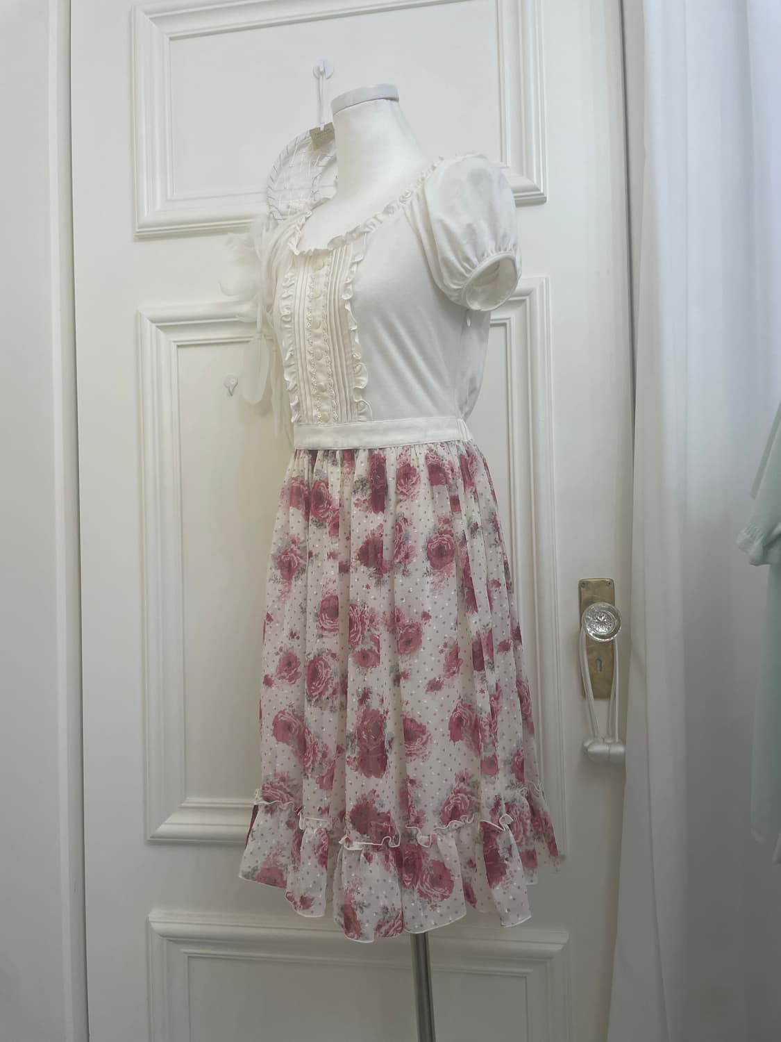 LEST ROSE ivory ruffle pink flower 상품이미지2