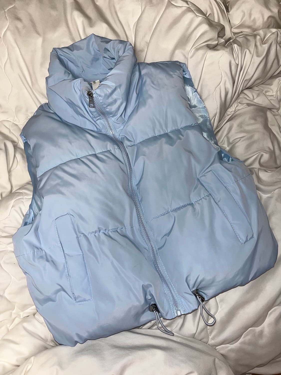 패딩 조끼 경량패딩 소라색 하늘색 미즈이로 y2k 상품이미지1