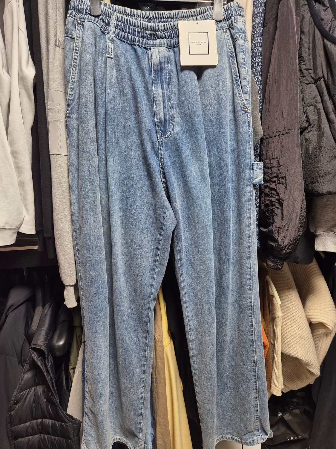 우영미 25ss 블루 원턱 밴딩팬츠 48사이즈 판매해요 상품이미지2