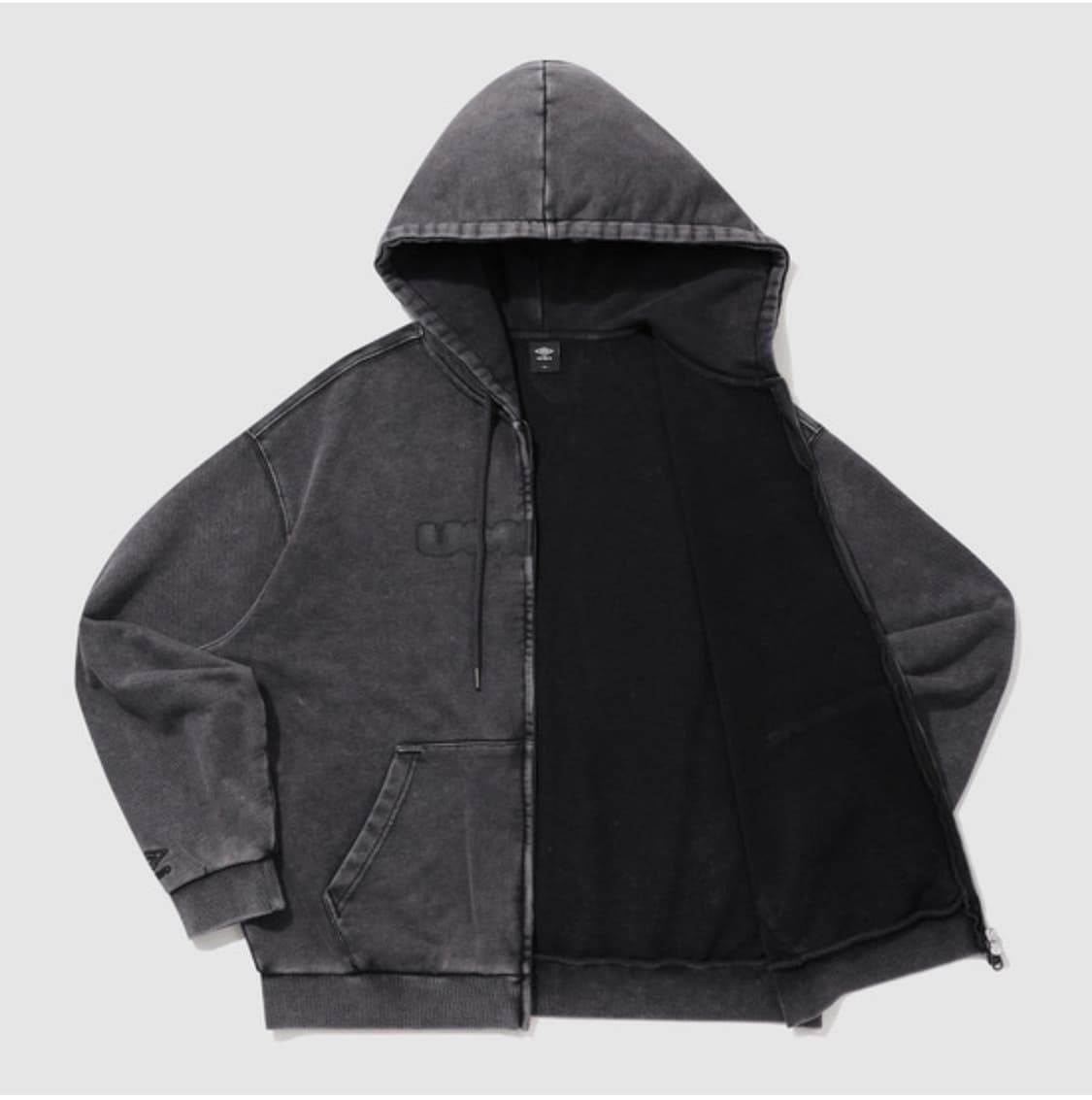 엄브로 워시드 니트 후디 집업 차콜 상품이미지4