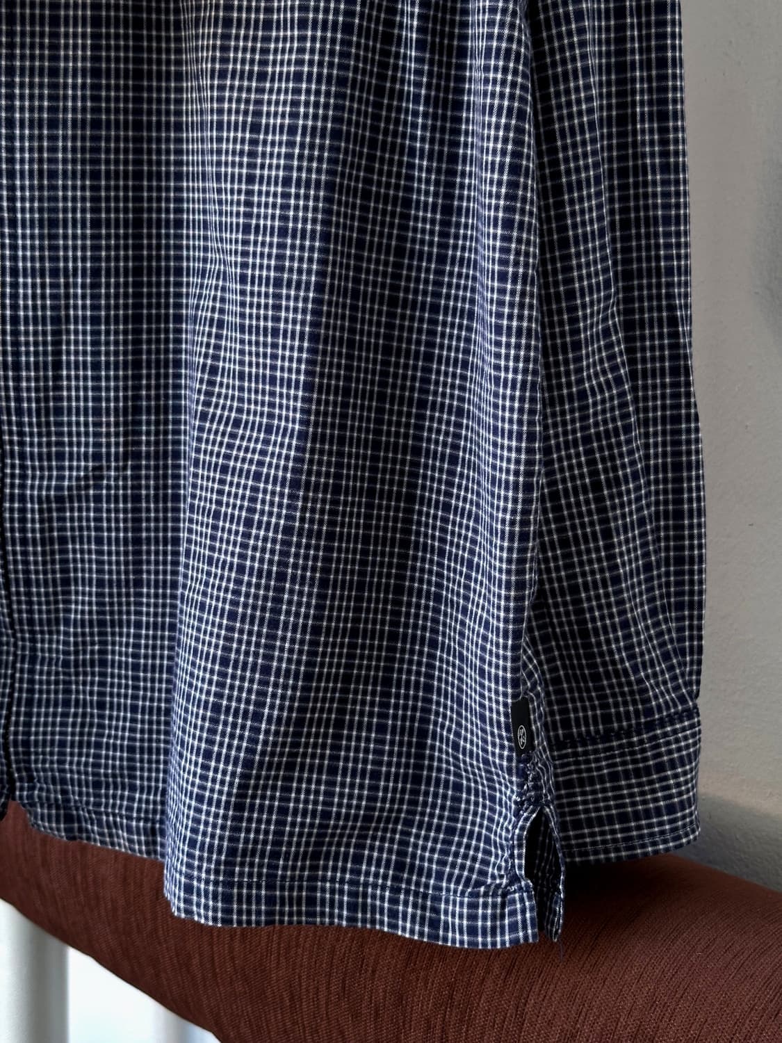Natural cotton micro check zip shirket 상품이미지2