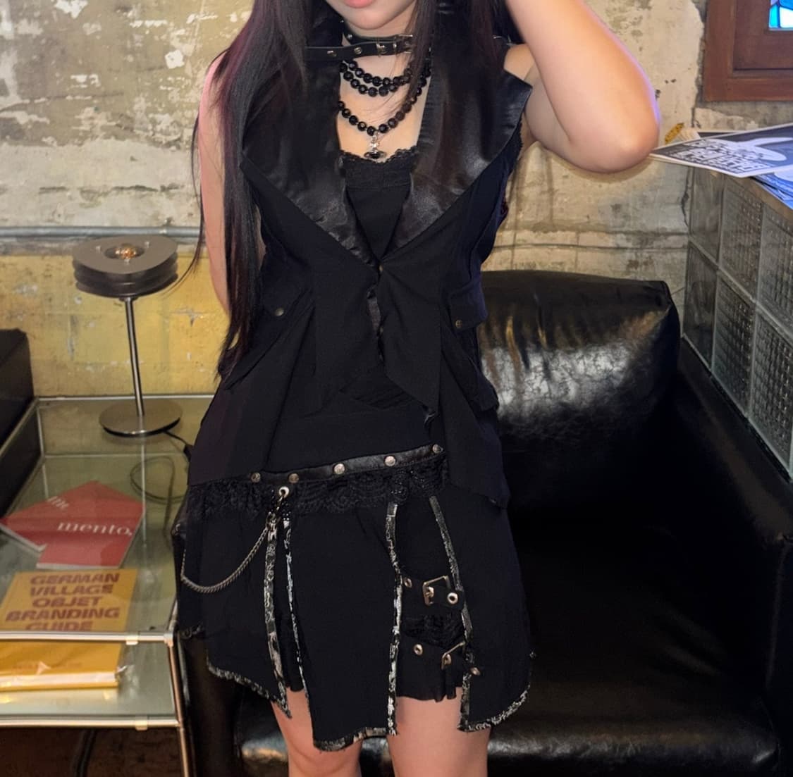 오즈크로스 Ozzcroce 셔링 자켓 버건디 베스트  상품이미지1