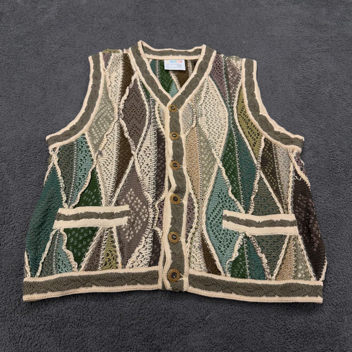 [ 정품/M ] 쿠지 빈티지 케이블 니트 조끼 베스트 가디건 상품이미지2