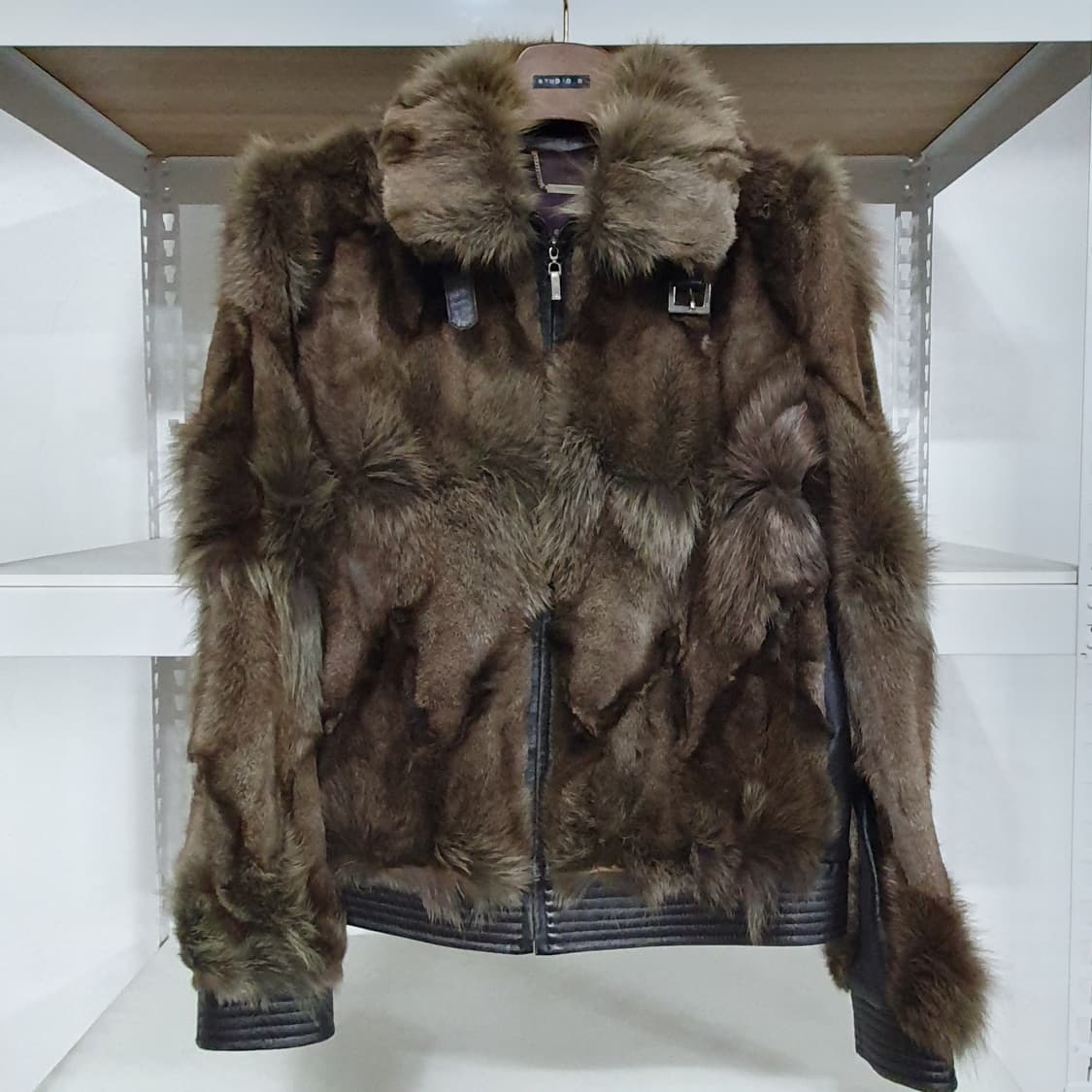 빈티지 y2k 오네갸루 뮤트톤 폭스퍼 램스킨 양가죽 배색 자켓 상품이미지5