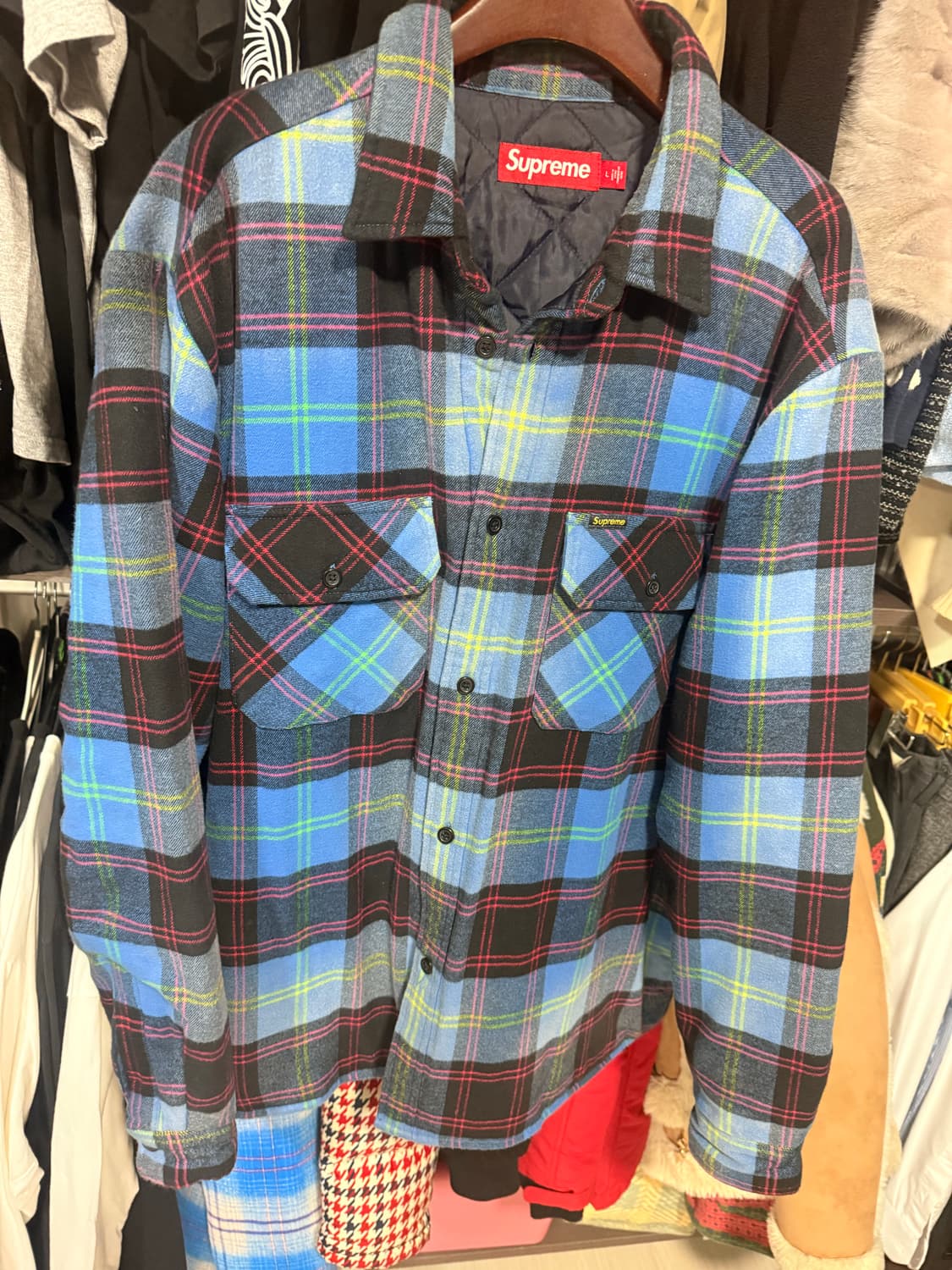 슈프림 퀄티드 플레이드셔츠 L 상품이미지1