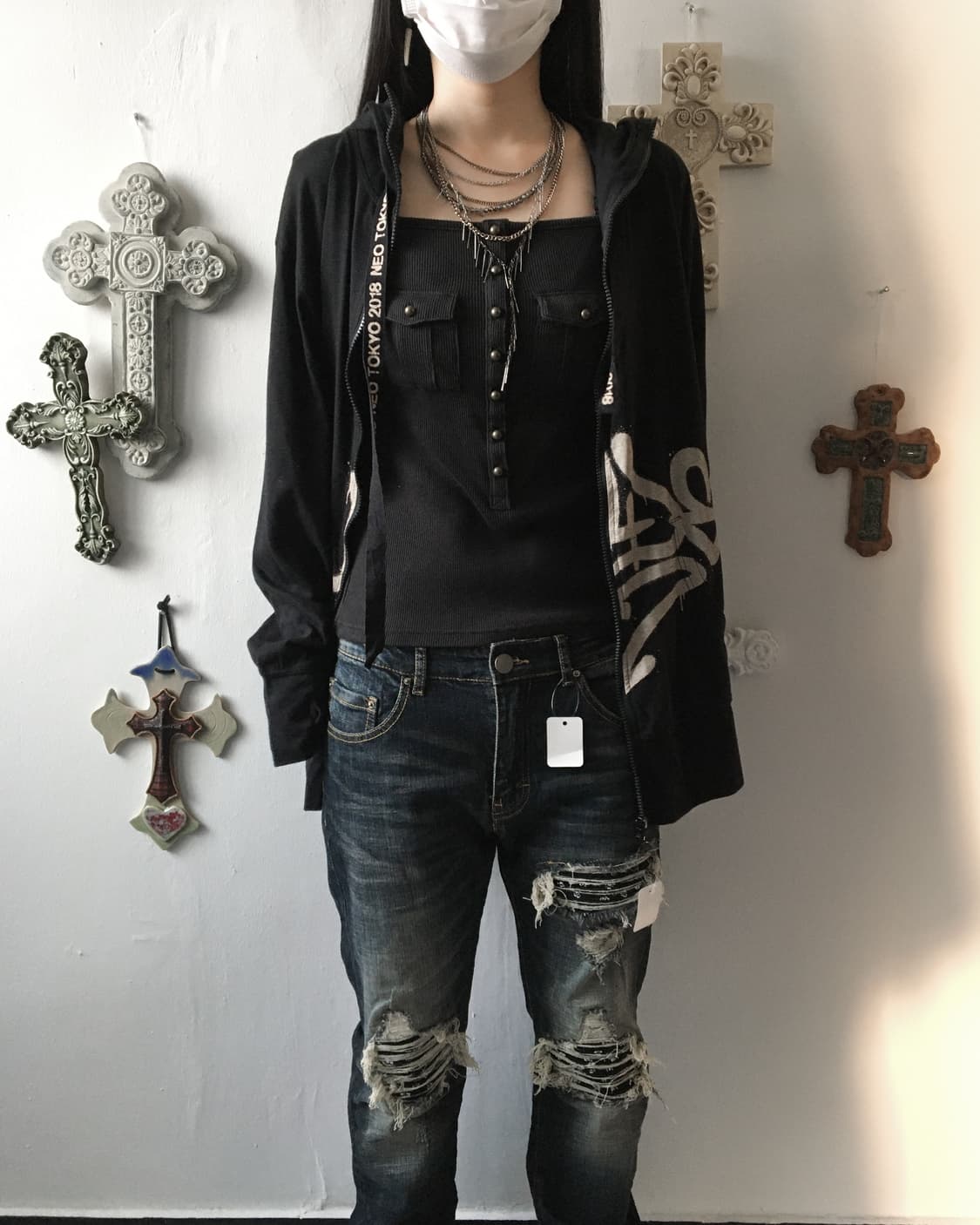 Lettering printing hood zip up 상품이미지7