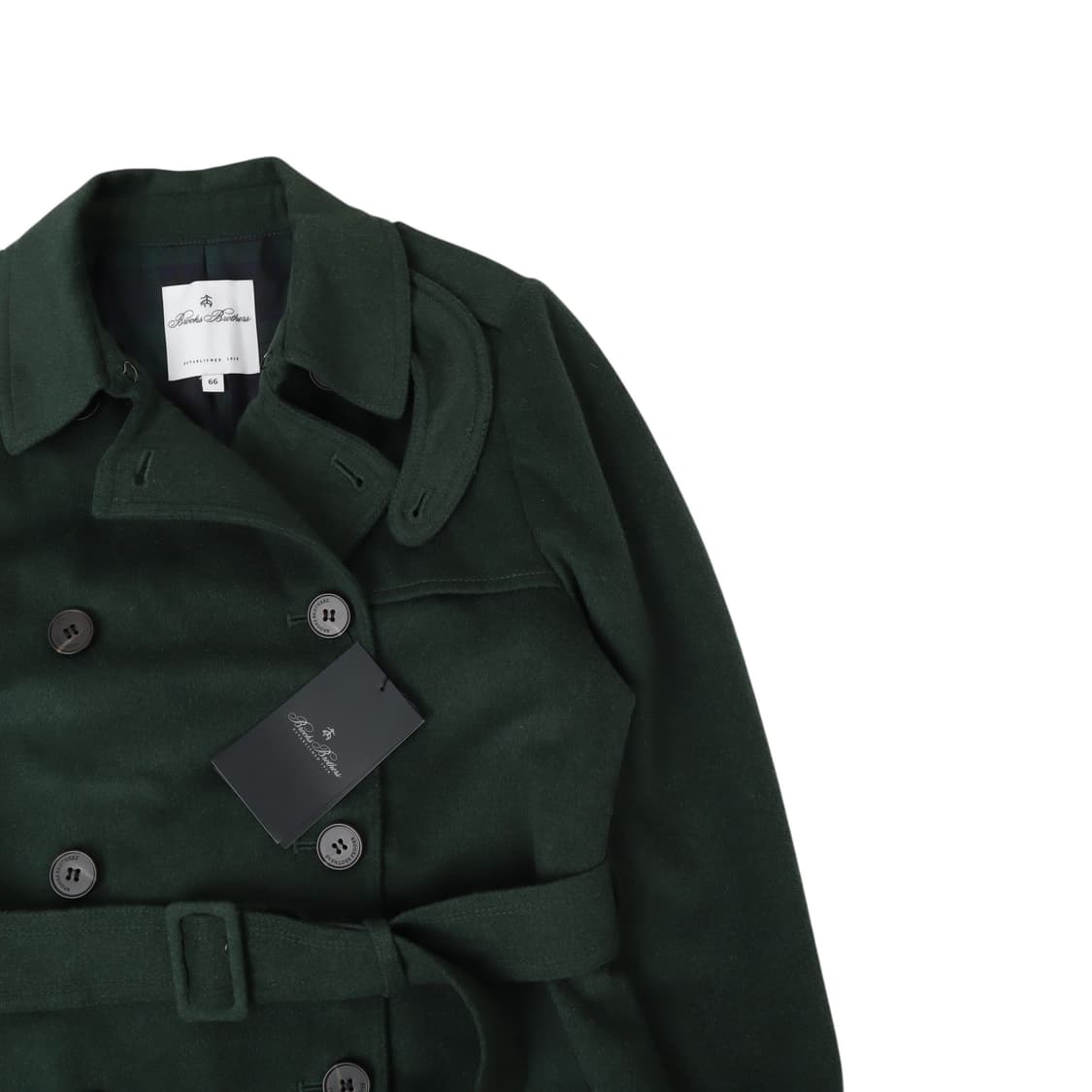브룩스브라더스 우먼스 딥그린 더블 울 실크 코트 상품이미지2