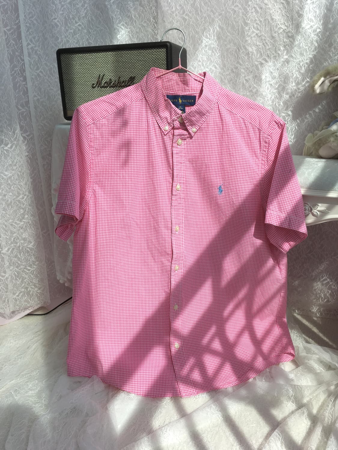 Polo strawberry pink check shirt 상품이미지3