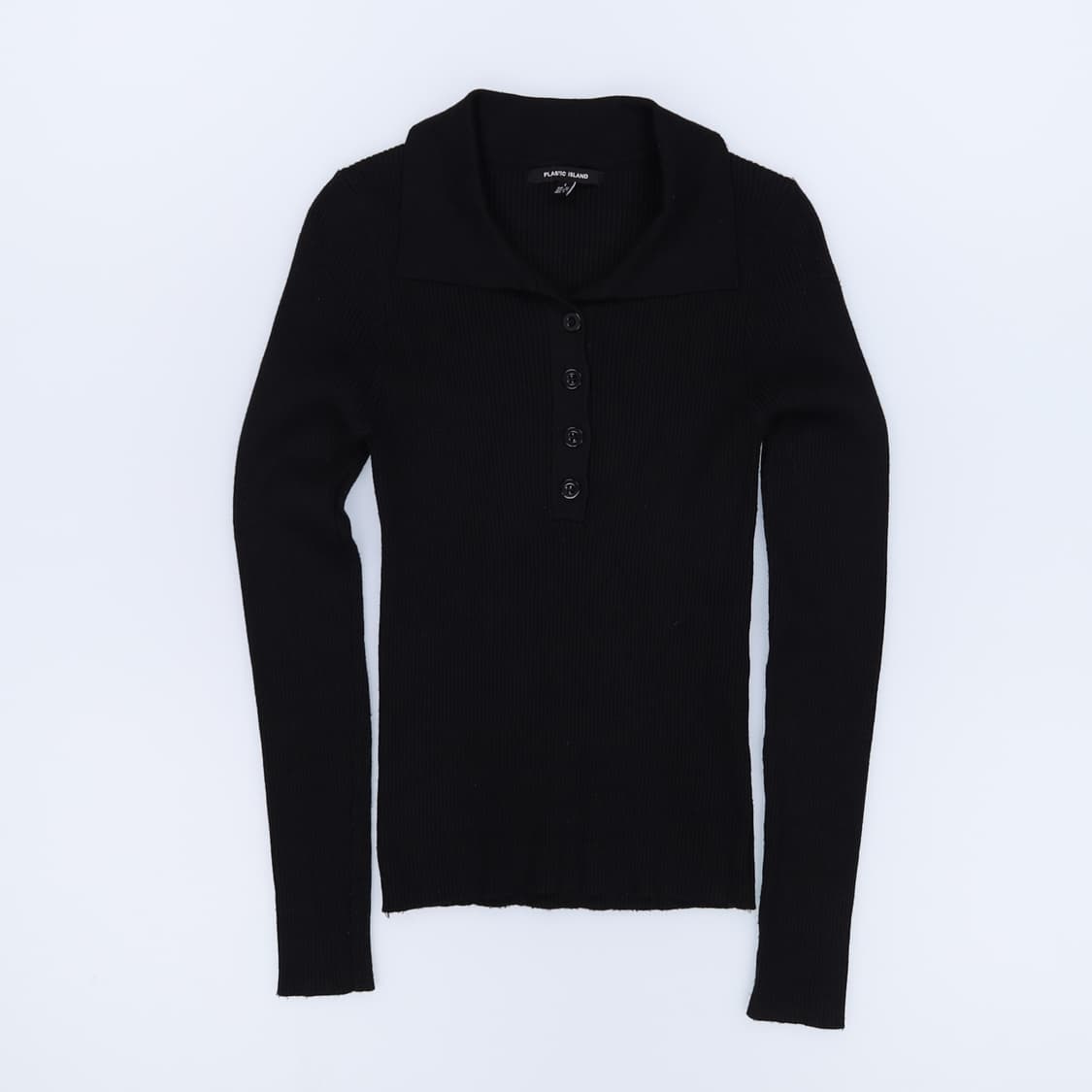[S] 플라스틱아일랜드 여성 카라 골지 니트 블랙 3908 상품이미지1