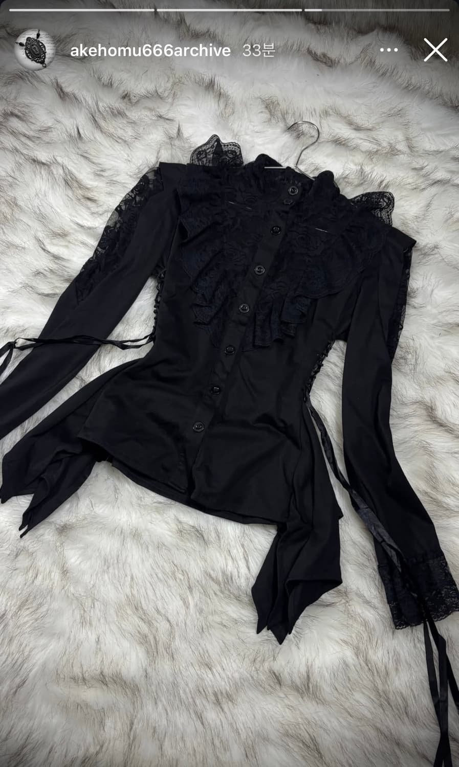 아케호무 블랙 레이스 블라우스 상품이미지1