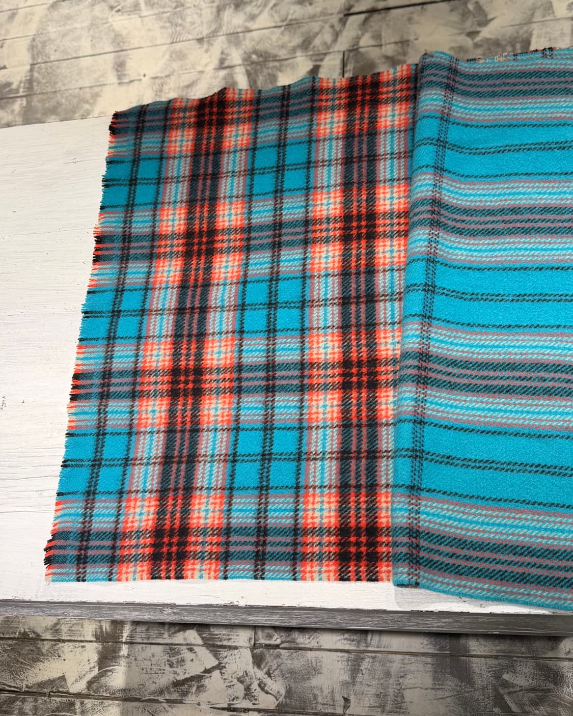 아크네 스튜디오 블루 오렌지 타탄체크 울 머플러 상품이미지6