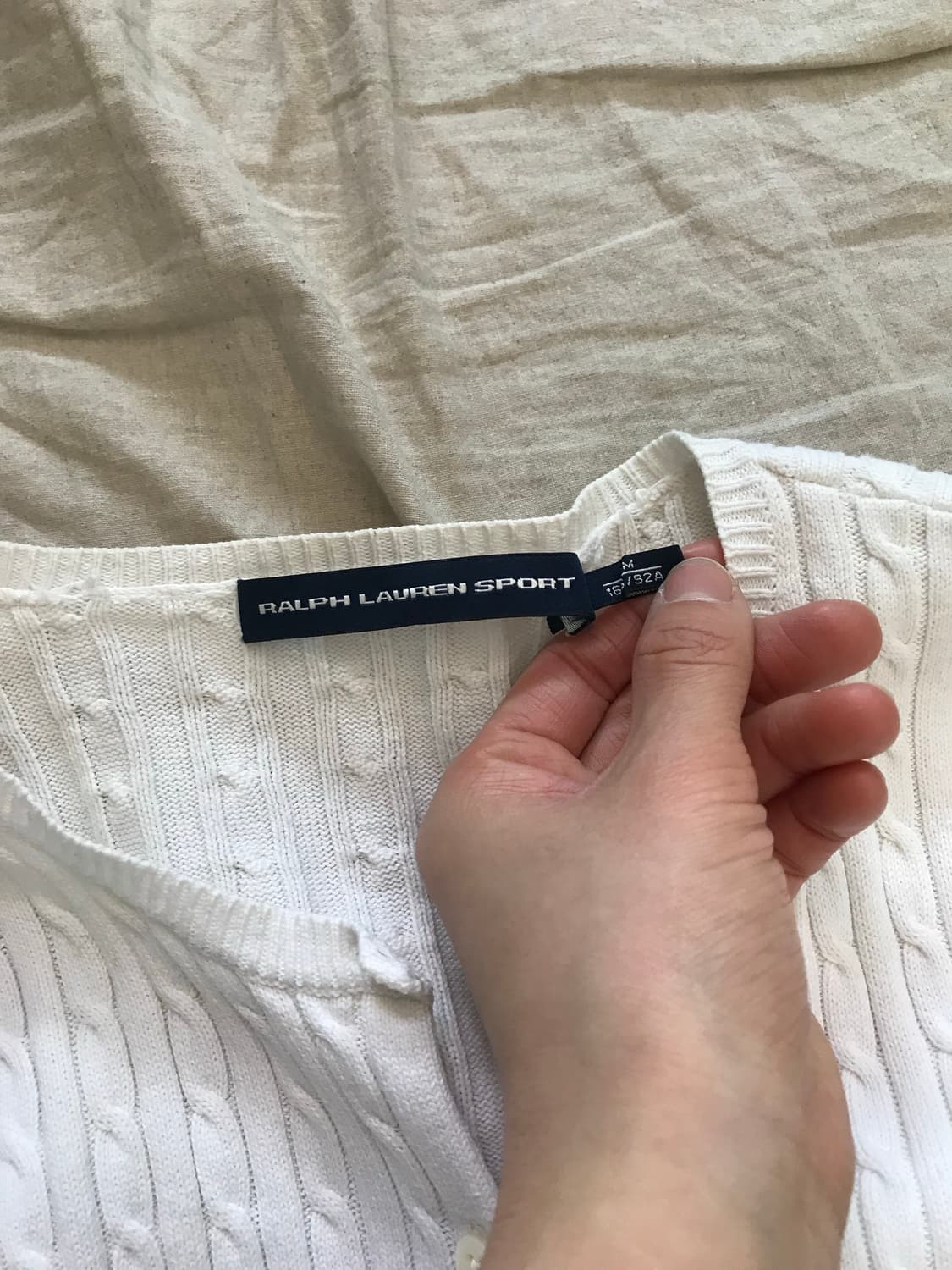 폴로 랄프로렌 포니 로고 화이트 케이블 니트 가디건 상품이미지7