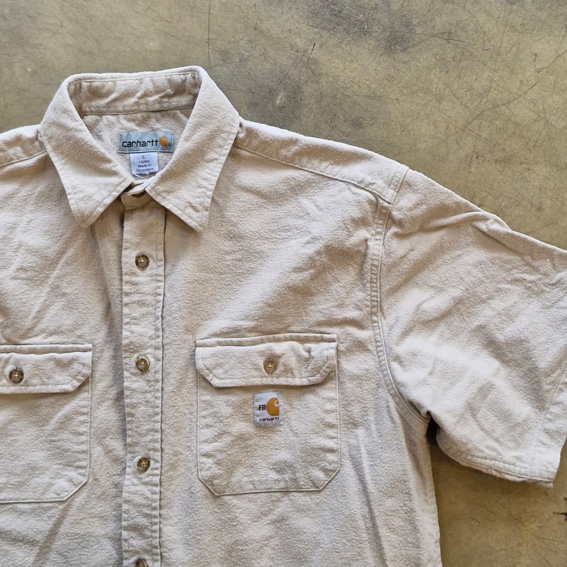 칼하트 빈티지 포켓 반팔 셔츠 L 베이지 상품이미지2