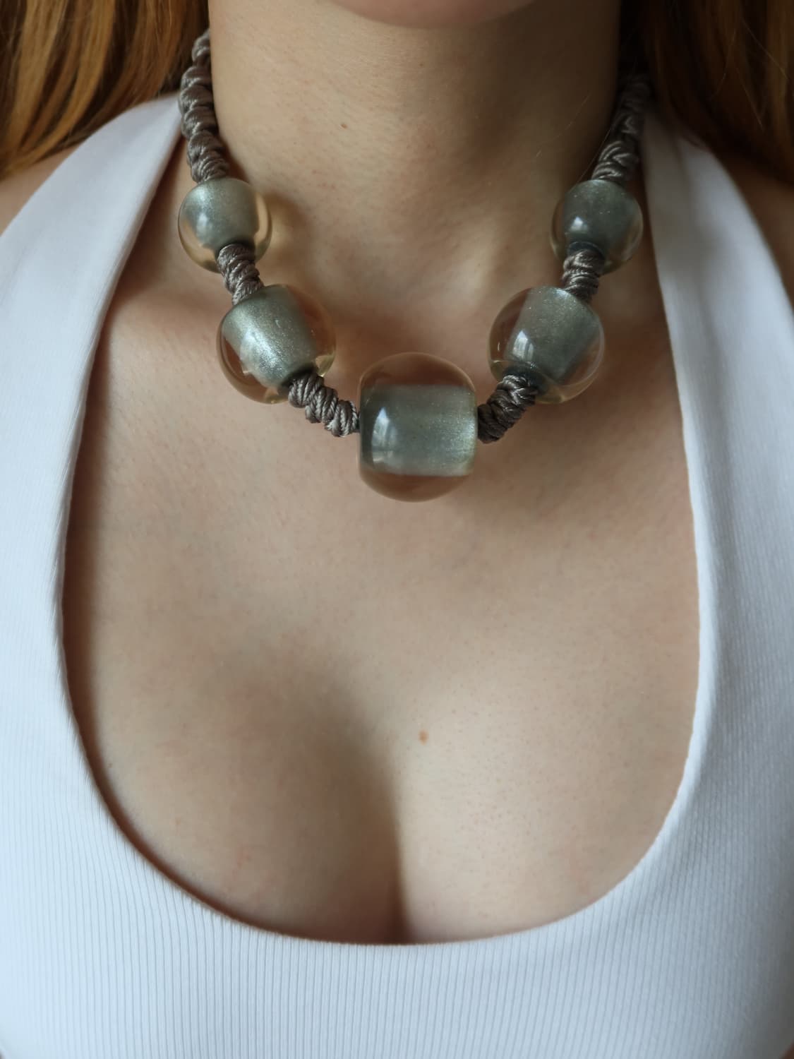 silver glass bead necklace 상품이미지1