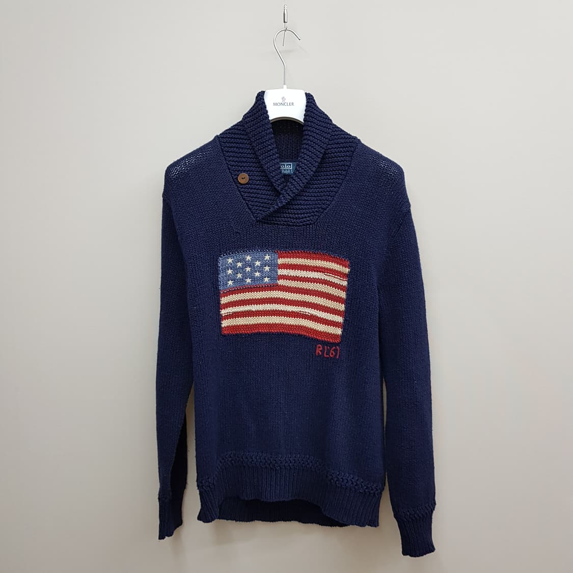 폴로 랄프로렌 성조기 숄카라 니트 스웨터 M사이즈 상품이미지1
