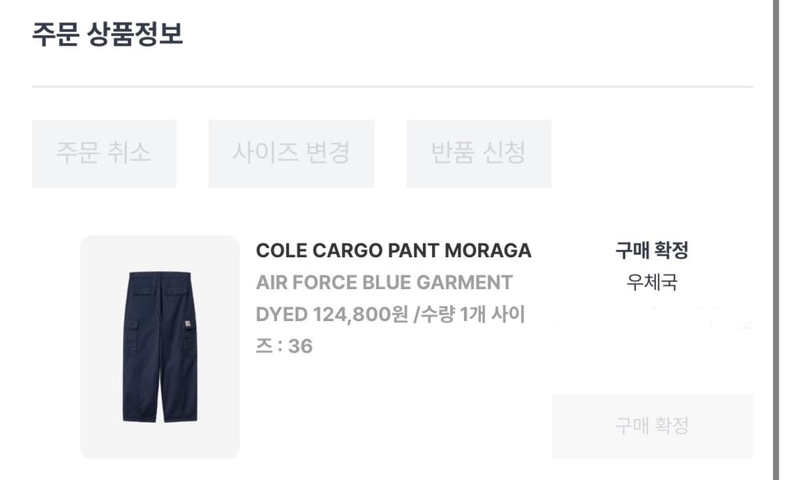 칼하트 Wip 콜 카고 팬츠 모라가 에어포스 블루 36 상품이미지5