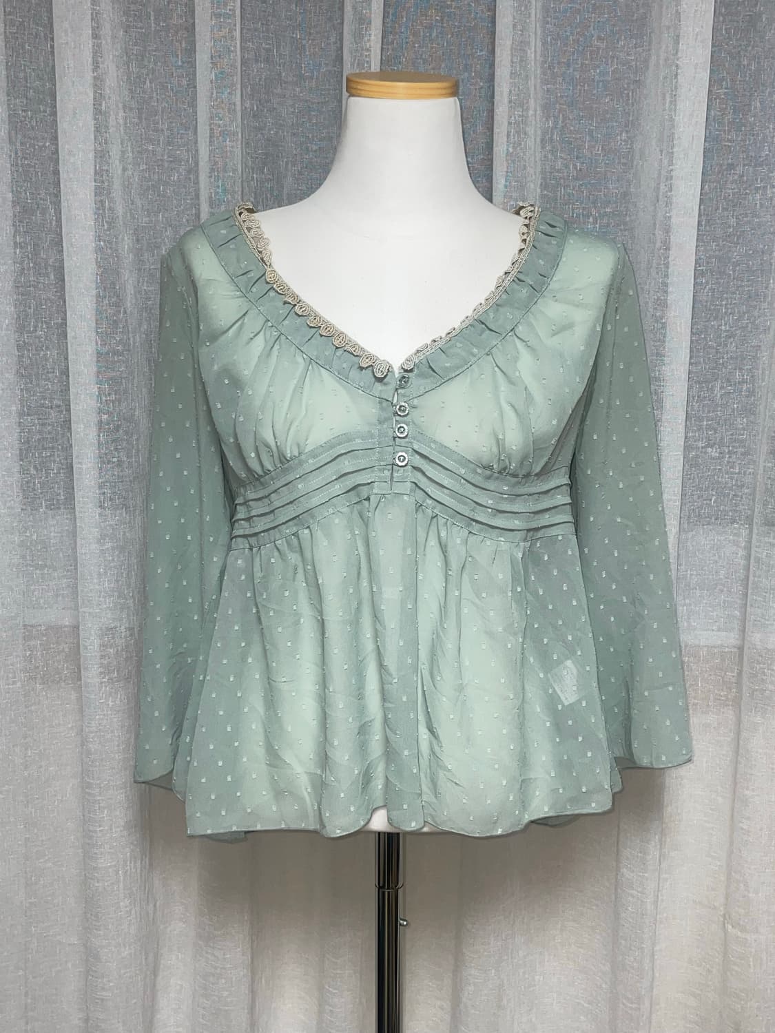 빈티지 민트 블라우스 상품이미지1