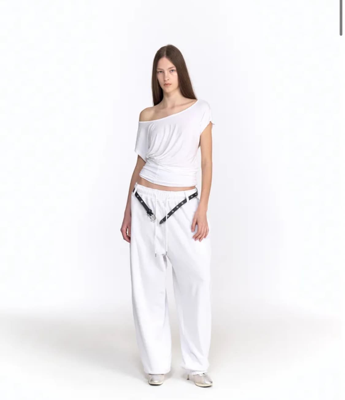 2000아카이브스 CAR PLATE DRAPED TOP (WHITE) 상품이미지2