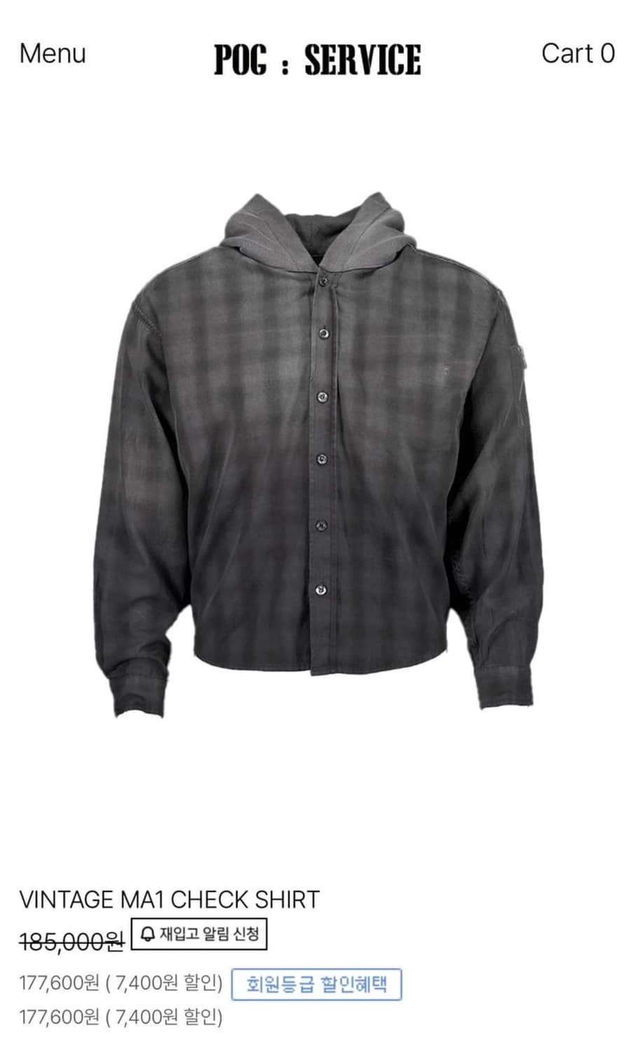 포그서비스 VINTAGE MA1 CHECK SHIRT 상품이미지1