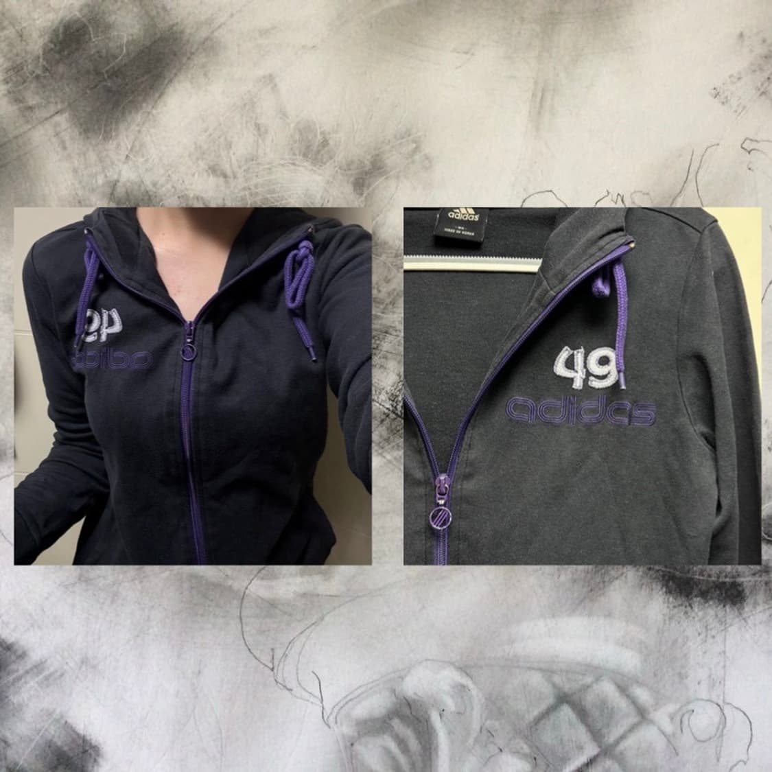 y2k 아디다스 딱붙 후드집업 상품이미지2