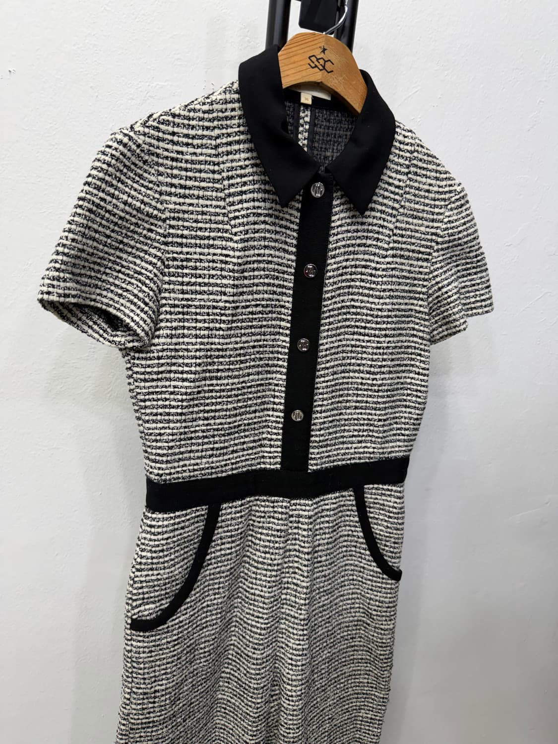 정품) maje 마쥬 트위드 반팔 원피스 36 상품이미지2