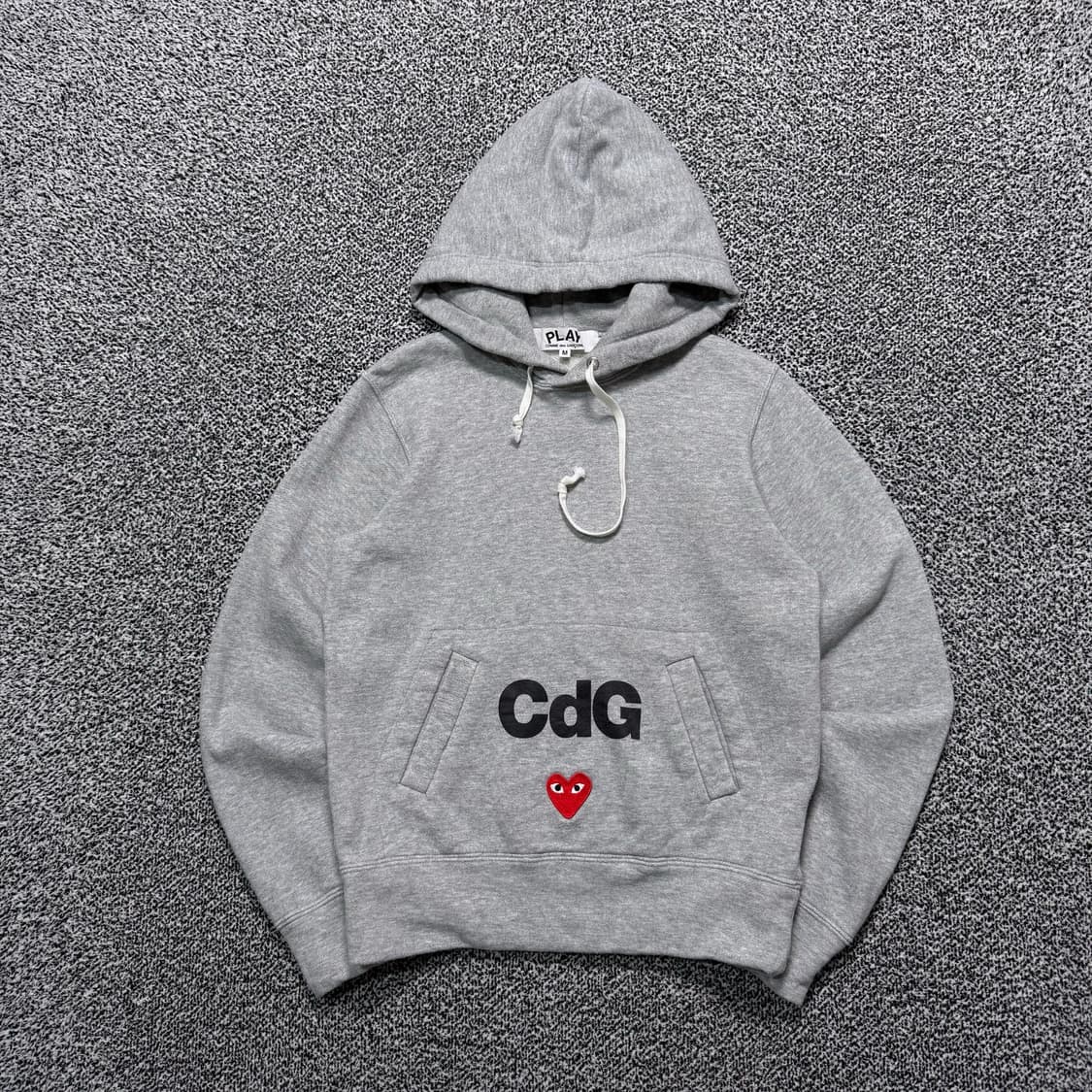 Name : 꼼데가르송 시그니처 미드로고 그레이컬러 후드티 :)  상품이미지1