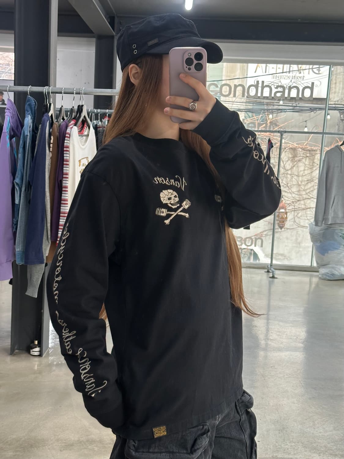 벤슨 Motocycles 스파이더스컬자수 롱슬리브긴팔티 상품이미지3