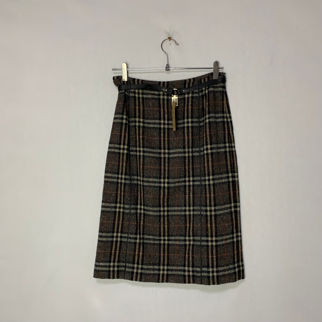 버버리 체크 패턴 울 벨트 빈티지 스커트 26-27인치 상품이미지1