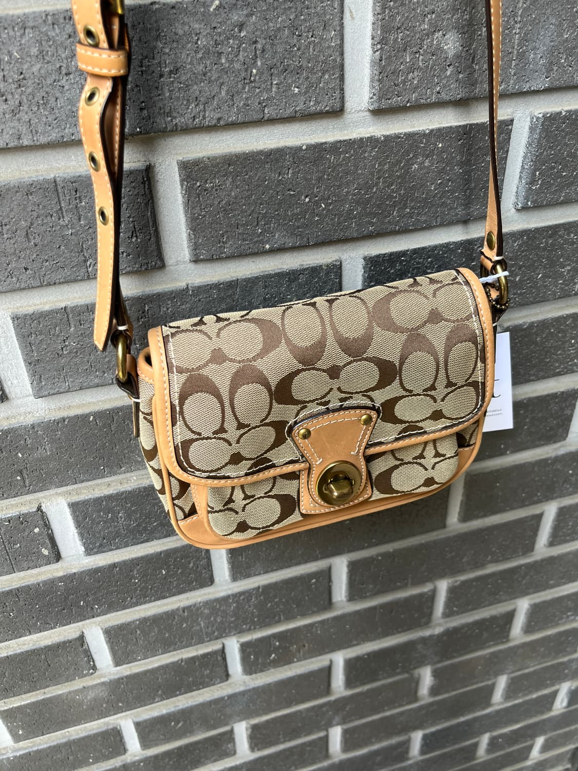 00s Coach 코치 턴락 콤비 백 탄 상품이미지2