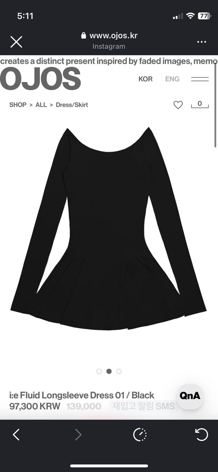 OJOS Fluid Longsleeve Dress 01 / Black 상품이미지2