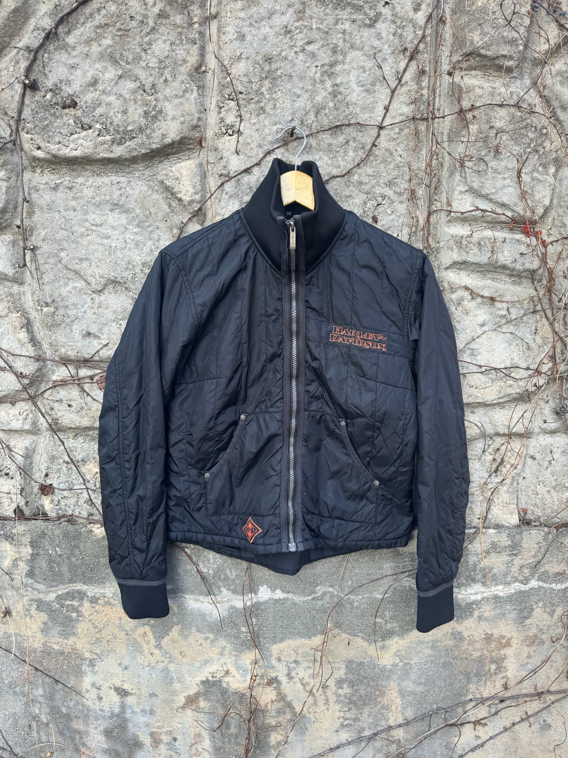 할리데이비슨 빈티지 퀄팅 패딩 봄버 자켓 블랙 m 상품이미지1