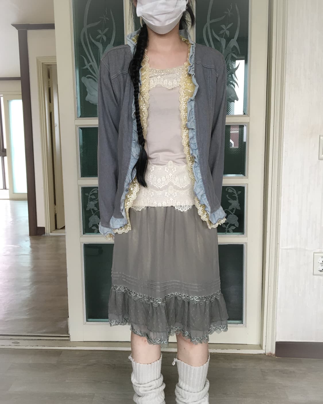 axes femme beige Lace trimming sleeveles 상품이미지9