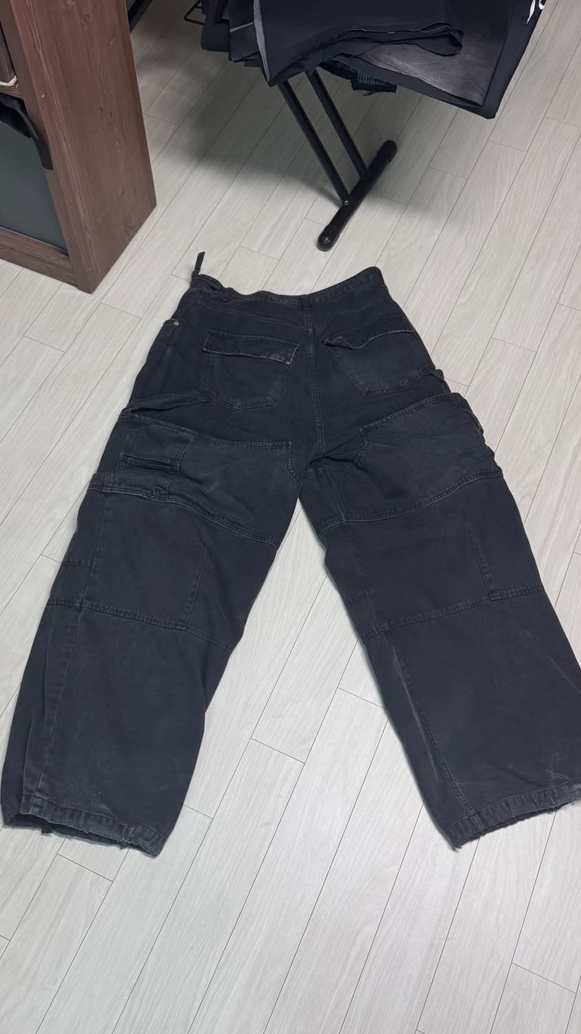 [2]논노드 더블니 커버 팬츠 빈티지 블랙 상품이미지4