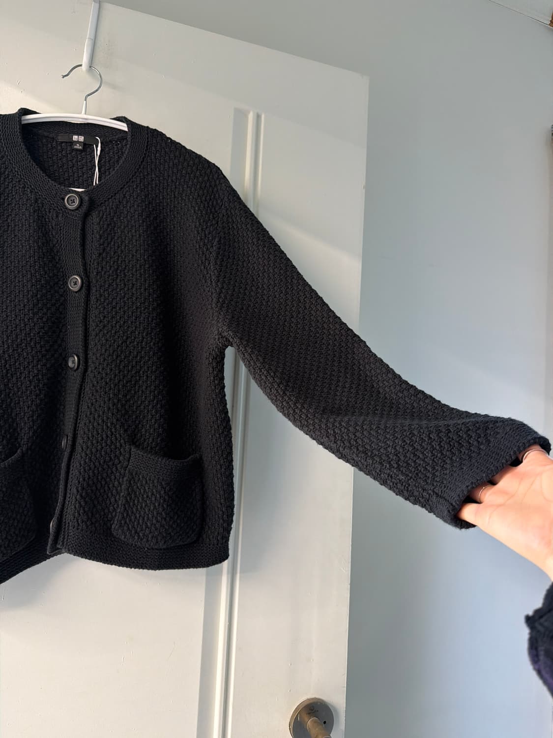 일본빈티지 모던 블랙 와플가디건 상품이미지6