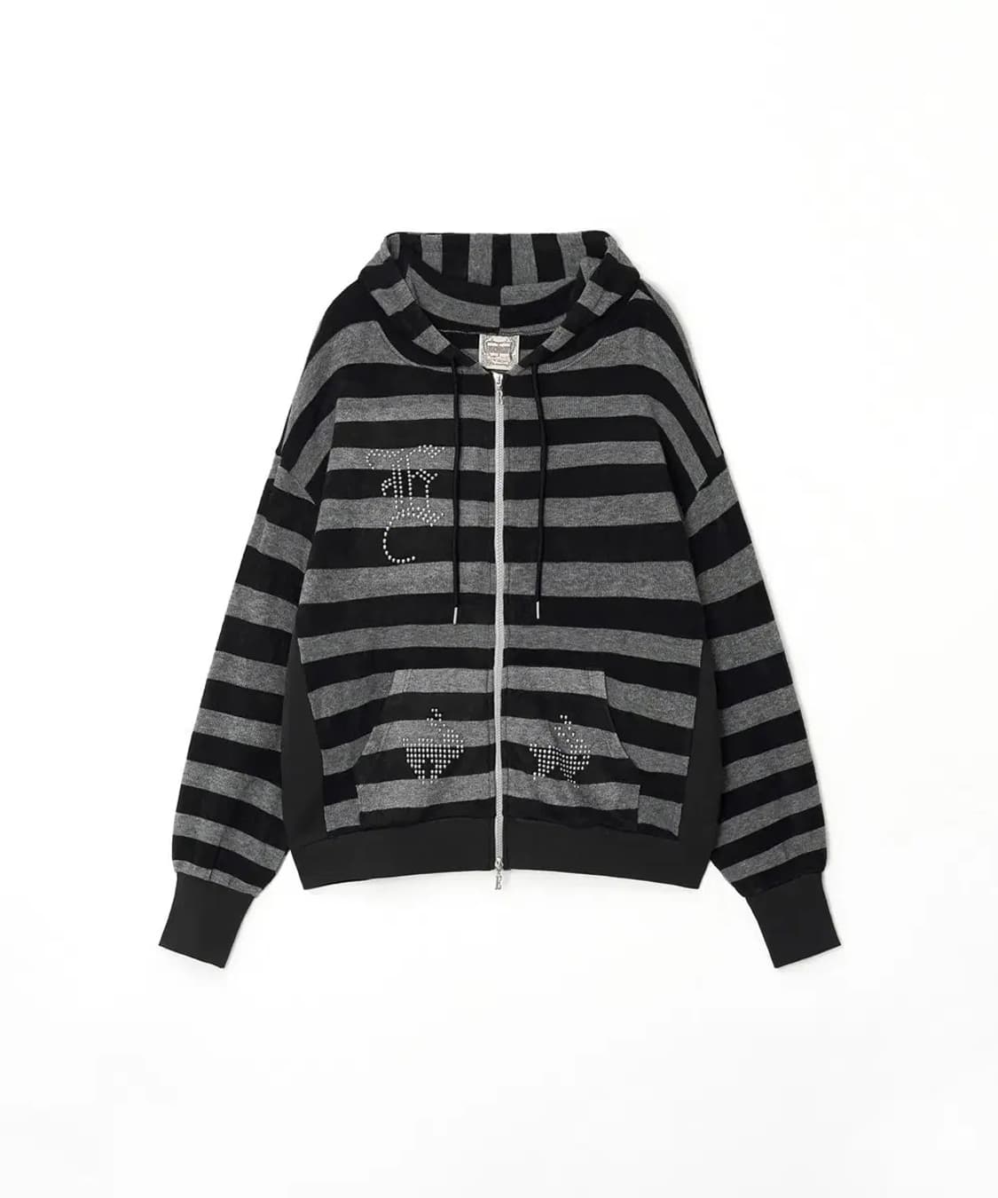 에세이 하루 후디 스트라이프 후드 집업 지뢰계 펑크 시즈니룩 상품이미지1