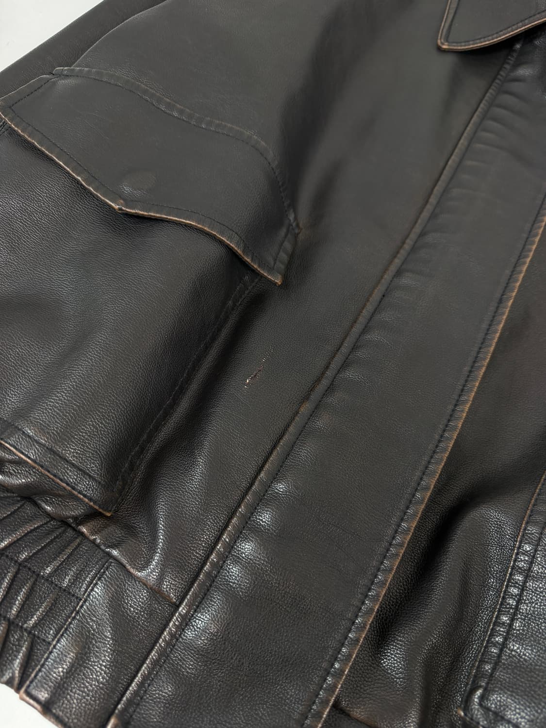 샤드라마 가죽 봄버 자켓 상품이미지5