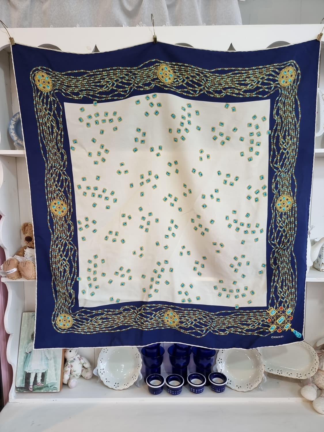 샤넬 스카프 네이비 실크 상품이미지1