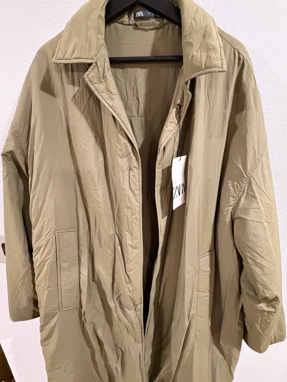 자라 오버사이즈 핏 테크니컬 트렌치 코트 카키 나일론 상품이미지4